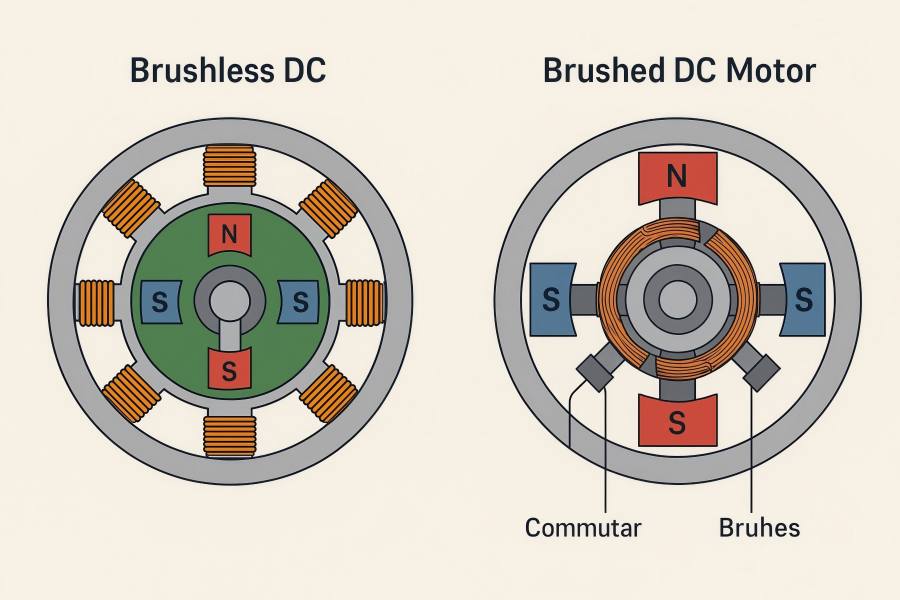 Stator and Rotor Structure in BLDC Motor vs. Brushed DC Moto