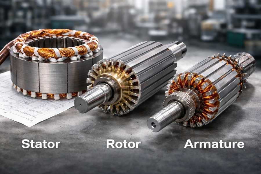 Motor Stator, Rotor, and Armature